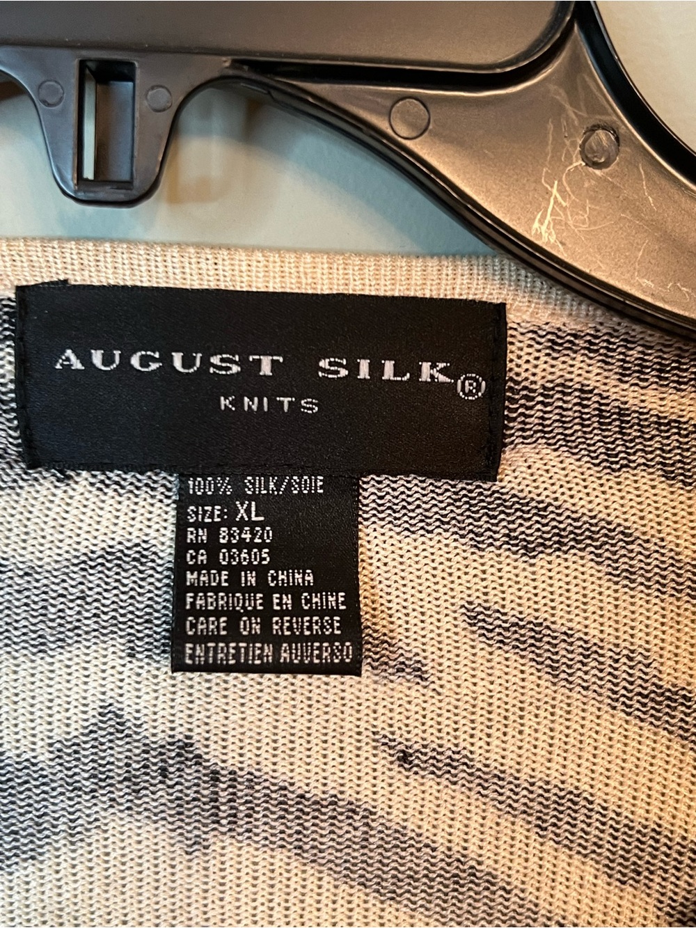 august silk Cream and Black Striped Silk cardigan Sweater